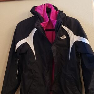 The North Face Youth Black and Pink Ski Jacket